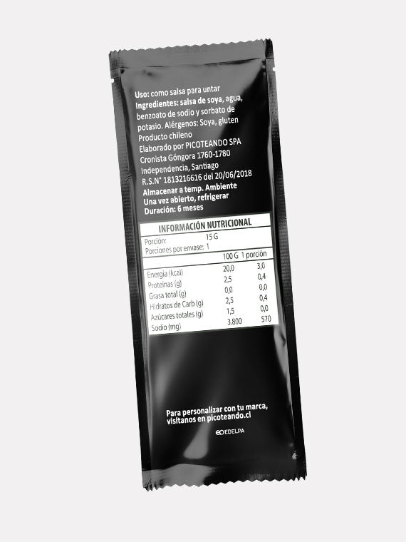 Sachets de Salsa de Soya 15ml | Caja 800 Unidades