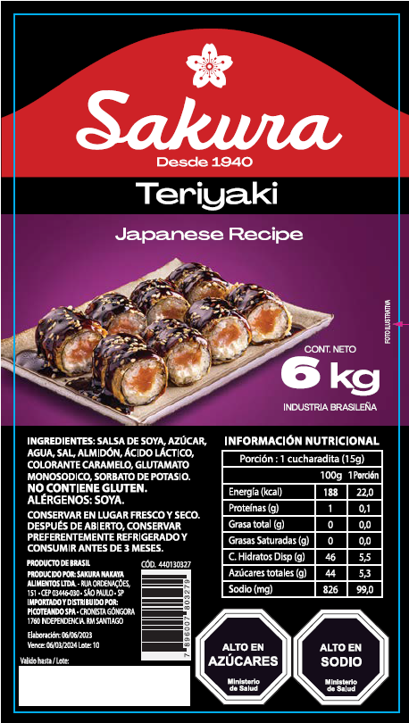 Bidón Salsa Teriyaki Sakura 6 kilos Foodservice