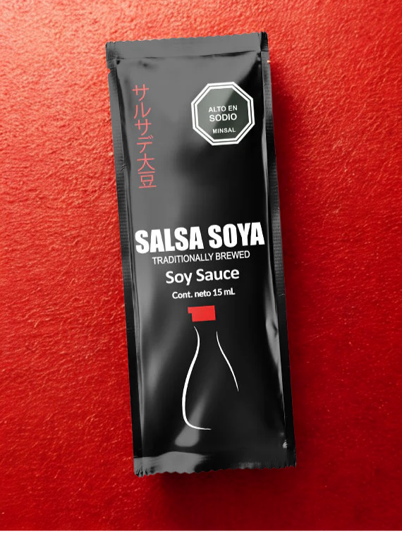 Sachet de Salsa de Soya y Salsa Teriyaki con Abre Fácil: el detalle que tus clientes agradecerán